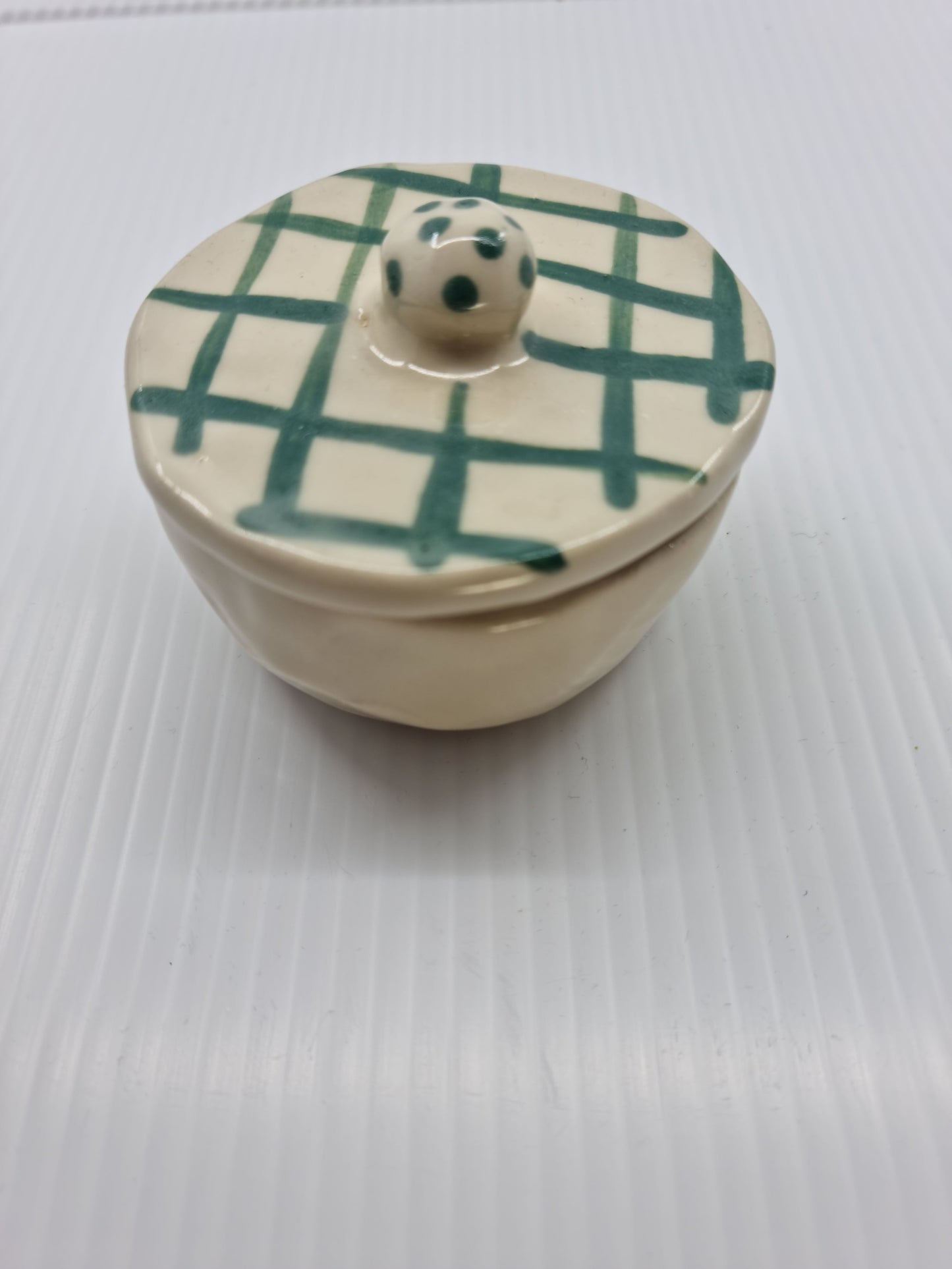 Little jar with lid - White & green