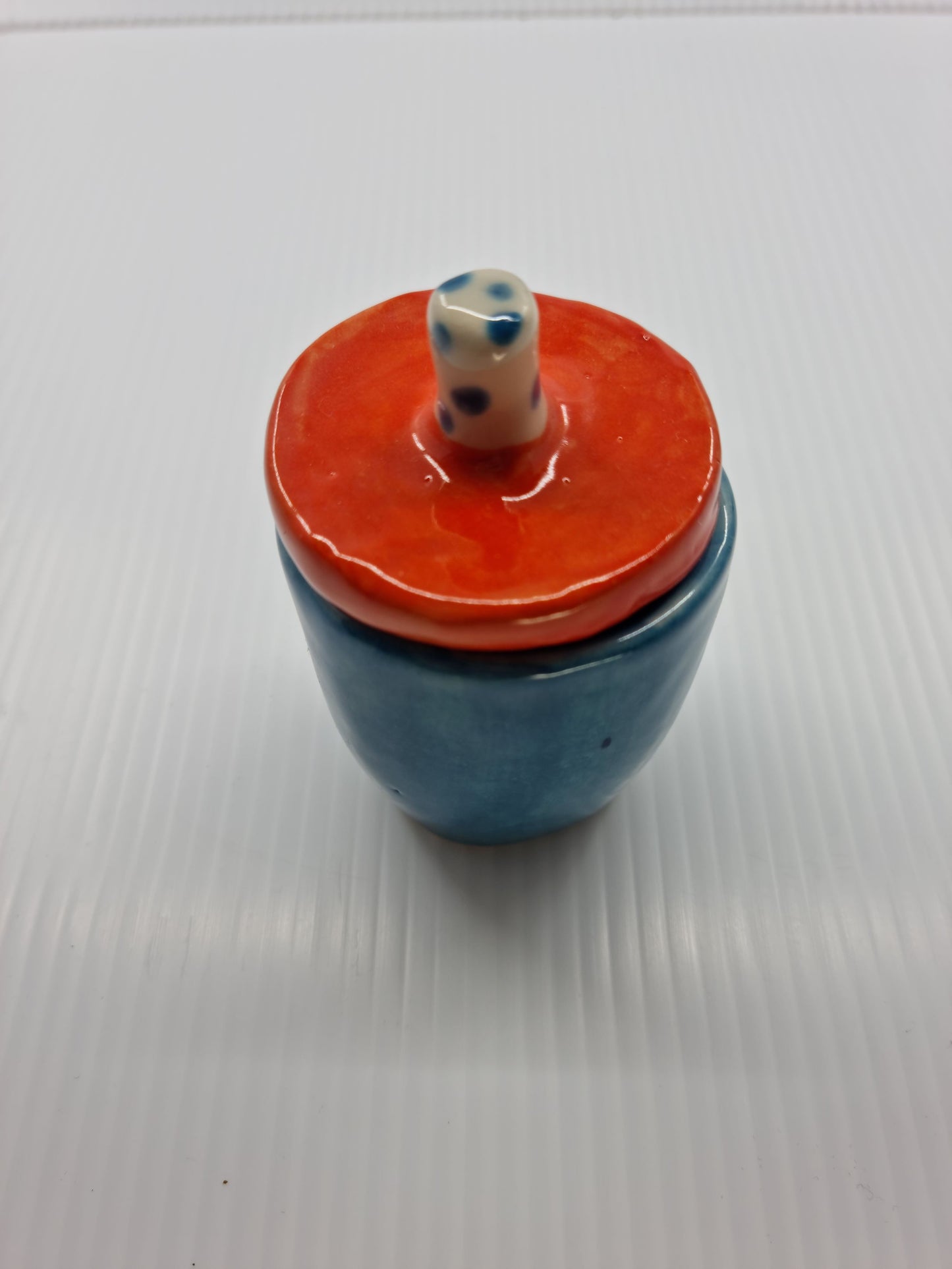 Little jar with lid - Teal & red