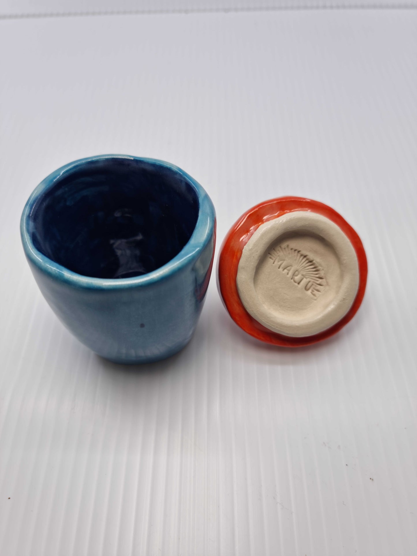 Little jar with lid - Teal & red